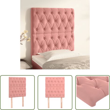Testiera in Velluto -  Testiera Rosa 80x7x118/128 cm Velluto