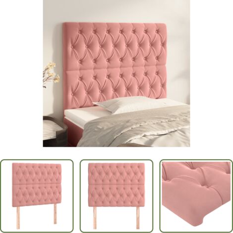 Testiera in Velluto -  Testiera Rosa 90x7x118/128 cm Velluto