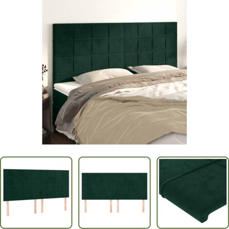 Testiera in velluto -  Testiera Verde Scuro 160x5x118/128 cm Velluto