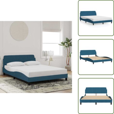 Testiera in velluto - vidaXL Giroletto con Testiera Dover Blu 140x190 cm in Velluto - Letto con supporto