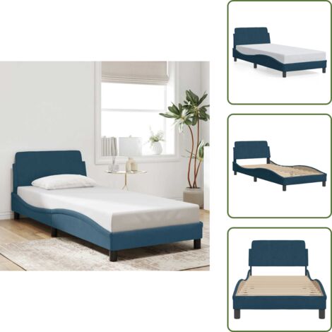 Testiera in velluto - vidaXL Giroletto con Testiera Dover Blu 80x200 cm in Velluto - Letto con supporto