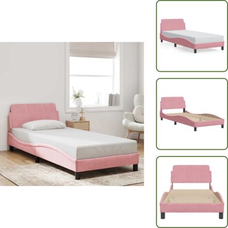 Testiera in velluto - vidaXL Giroletto con Testiera Dover Rosa 90x200 cm Velluto - Letto con testiera rosa
