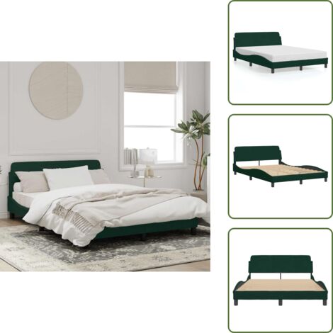 Testiera in velluto - vidaXL Giroletto Dover Verde Scuro 140x190 cm in Velluto - Letto con supporto