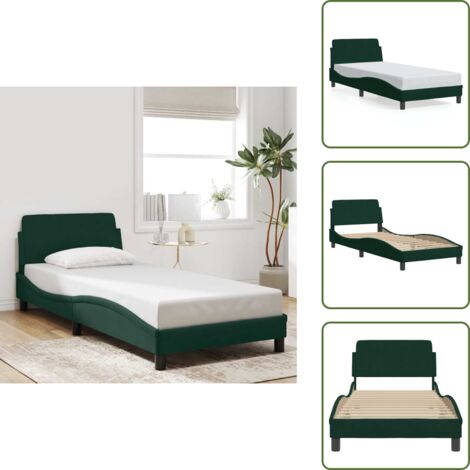 Testiera in velluto - vidaXL Giroletto Dover Verde Scuro 90x200 cm in Velluto - Letto con supporto