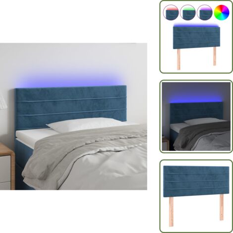 Testiera in velluto - vidaXL Testiera a LED Blu scuro 90x5x78/88 cm in Tessuto - Testiera regolabile