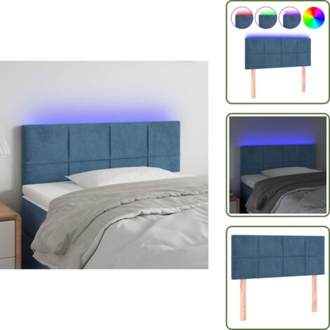 Testiera in velluto - vidaXL Testiera a LED Blu scuro 90x5x78/88 cm in Tessuto - Testiera regolabile