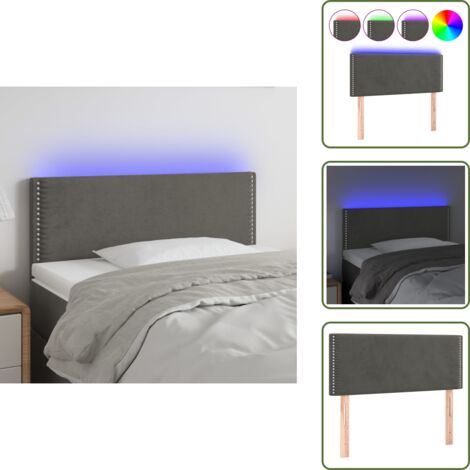 Testiera in velluto - vidaXL Testiera a LED Grigio Scuro 90x5x78/88 cm in Similpelle - Testiera regolabile