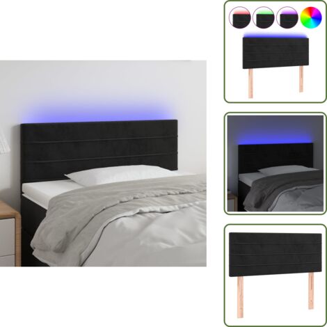 Testiera in velluto - vidaXL Testiera a LED Nera 100x5x78/88 cm in Velluto - Testiera regolabile