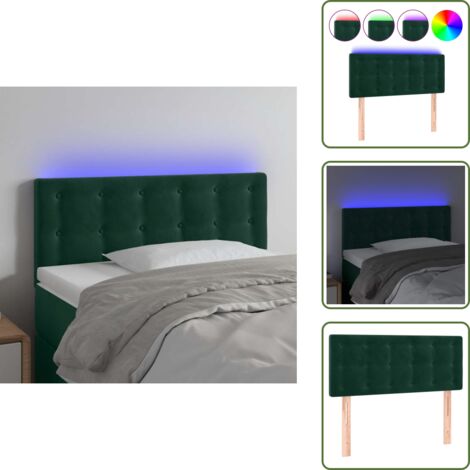 Testiera in velluto - vidaXL Testiera a LED Verde scuro 90x5x78/88 cm in Similpelle - Testiera regolabile