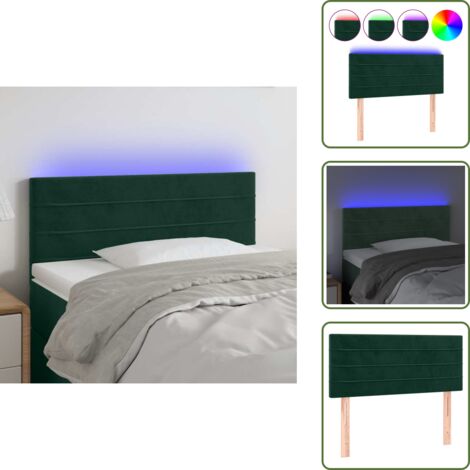 Testiera in velluto - vidaXL Testiera a LED Verde scuro 90x5x78/88 cm in Similpelle - Testiera regolabile