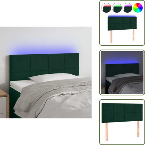 Testiera in velluto - vidaXL Testiera a LED Verde scuro 90x5x78/88 cm in Similpelle - Testiera regolabile