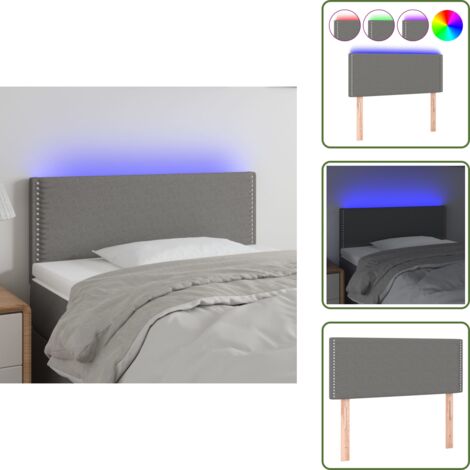 Testiera Letto a LED Moderno Grigio Scuro 90x5x78/88 cm in Tessuto  -MC68411