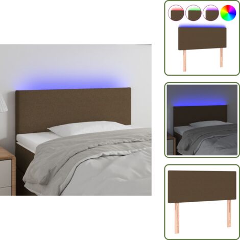 Testiera Letto a LED Moderno Marrone Scuro 90x5x78/88 cm in Tessuto  -MC82175