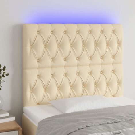 Testiera letto a LED,Testiera del letto Moderno Crema 100x7x118/128 cm in Tessuto -BV54988