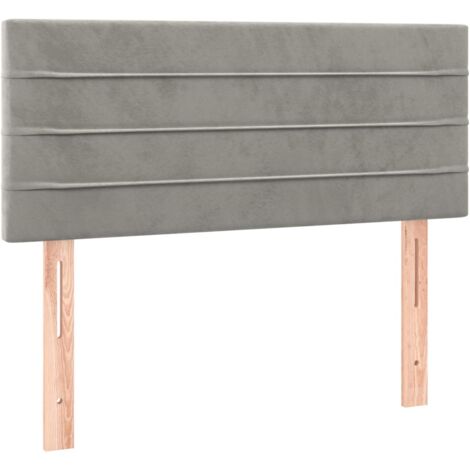 Testiera letto accessorio arredo camera da letto 90 x 5 x 78/88 cm tessuto velluto grigio chiaro TDL0203200