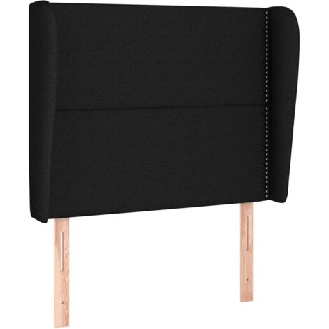 Testiera letto accessorio arredo camera da letto con bordo laterale 103 x 23 x 118/128 cm tessuto nero TDL0204604