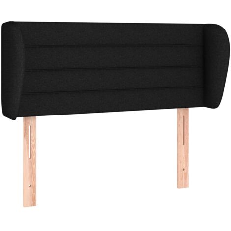Testiera letto accessorio arredo camera da letto con bordo laterale 103 x 23 x 78/88 cm tessuto nero TDL0204591