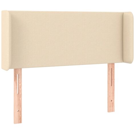 Testiera letto accessorio arredo camera da letto con bordo laterale 93 x 16 x 78/88 cm tessuto panna TDL0205393