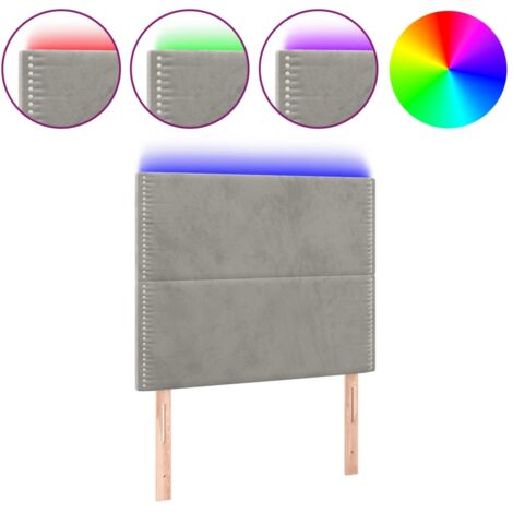 Testiera letto accessorio camera da letto mobile LED 100 x 5 x 118/128 cm tessuto in velluto grigio chiaro TDL0201456