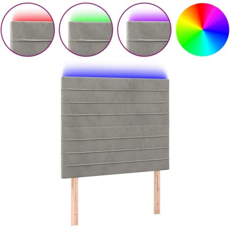 Testiera letto accessorio camera da letto mobile LED 100 x 5 x 118/128 cm tessuto in velluto grigio chiaro TDL0201459