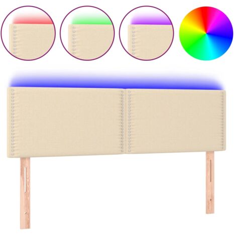 Testiera letto accessorio camera da letto mobile LED 144 x 5 x 78/88 cm tessuto crema TDL0201641