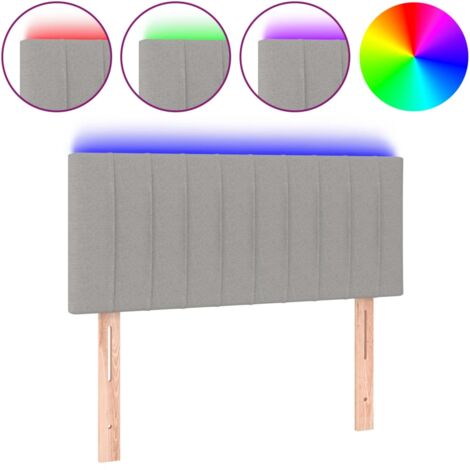 Testiera letto accessorio camera da letto mobile LED 80 x 5 x 78/88 cm tessuto grigio chiaro TDL0201275