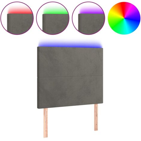 Testiera letto accessorio camera da letto mobile LED 90 x 5 x 118/128 cm tessuto in velluto grigio scuro TDL0201004