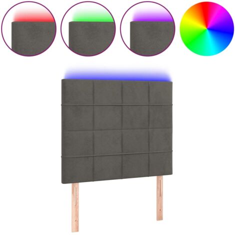 Testiera letto accessorio camera da letto mobili LED 100 x 5 x 118/128 cm tessuto in velluto grigio scuro TDL0201206