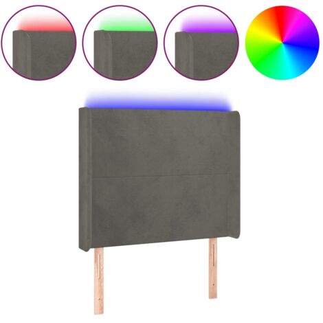 Testiera letto accessorio camera da letto mobili LED 103 x 16 x 118/128 cm tessuto in velluto grigio scuro TDL0201177