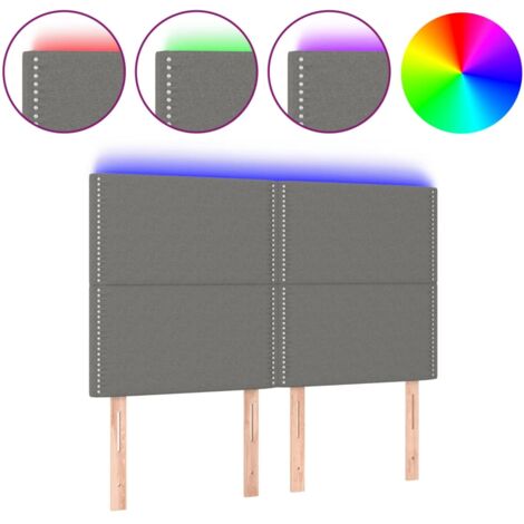 Testiera letto accessorio camera da letto mobili LED 144 x 5 x 118/128 cm tessuto grigio scuro TDL0201159