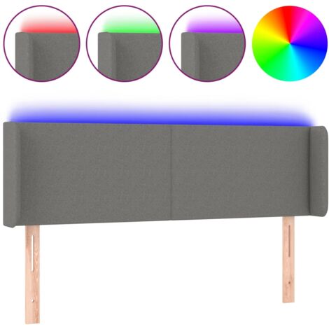 Testiera letto accessorio camera da letto mobili LED 147 x 16 x 78/88 cm tessuto grigio scuro TDL0201131