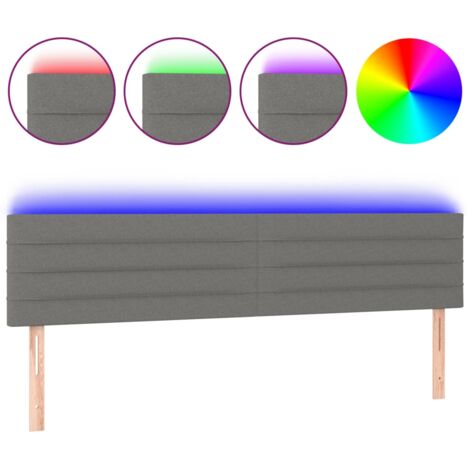 Testiera letto accessorio camera da letto mobili LED 160 x 5 x 78/88 cm tessuto grigio scuro TDL0201119