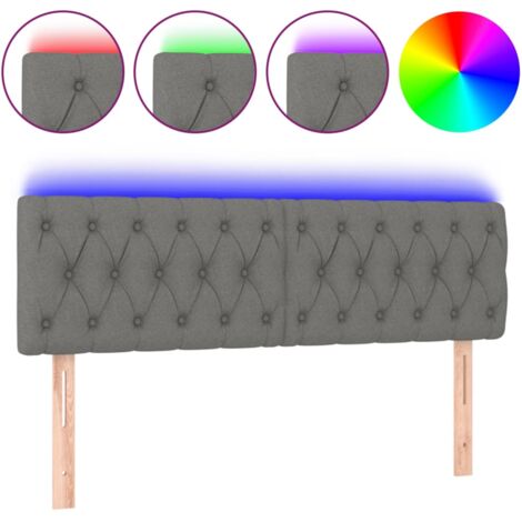 Testiera letto accessorio camera da letto mobili LED 160 x 7 x 78/88 cm tessuto grigio scuro TDL0201114