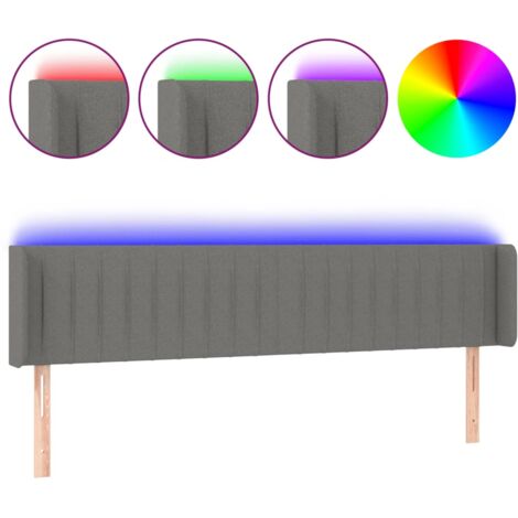 Testiera letto accessorio camera da letto mobili LED 183 x 16 x 78/88 cm tessuto grigio scuro TDL0201095