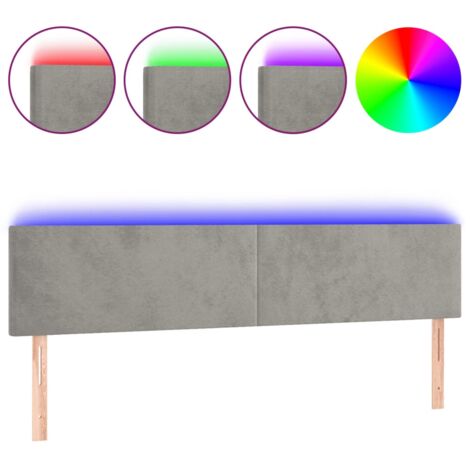 Testiera letto accessorio camera da letto mobili LED 200 x 5 x 78/88 cm tessuto in velluto grigio chiaro TDL0201311