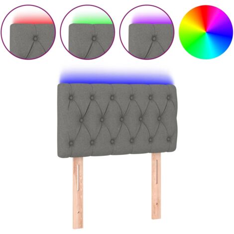 Testiera letto accessorio camera da letto mobili LED 80 x 7 x 78/88 cm tessuto grigio scuro TDL0201028