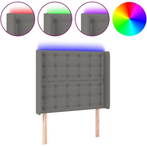Testiera letto accessorio camera da letto mobili LED 83 x 16 x 118/128 cm tessuto grigio scuro TDL0201024