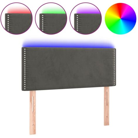Testiera letto accessorio camera da letto mobili LED 90 x 5 x 78/88 cm tessuto in velluto grigio scuro TDL0200995