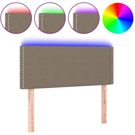 Testiera letto accessorio camera da letto mobili LED 90 x 5 x 78/88 cm tessuto tortora TDL0200347