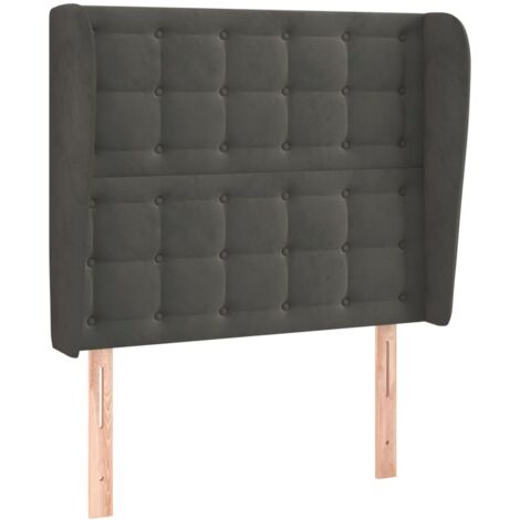 Testiera letto accessorio camera letto mobile imbottito con bordo laterale 103 x 23 x 118/128 cm tessuto velluto grigio scuro TDL0205044