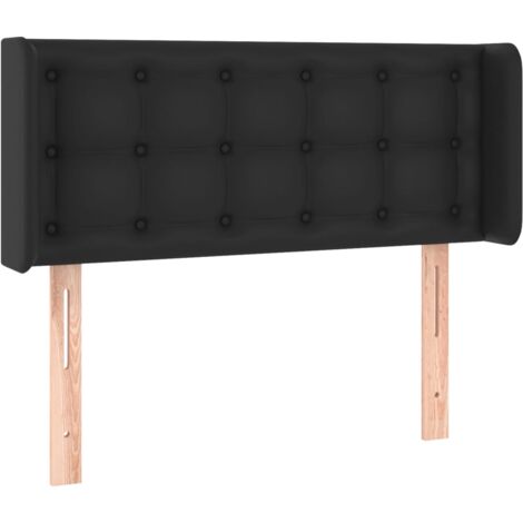 Testiera letto accessorio camera letto mobile imbottito con bordo laterale 93 x 16 x 78/88 cm sintetico nero TDL0204408