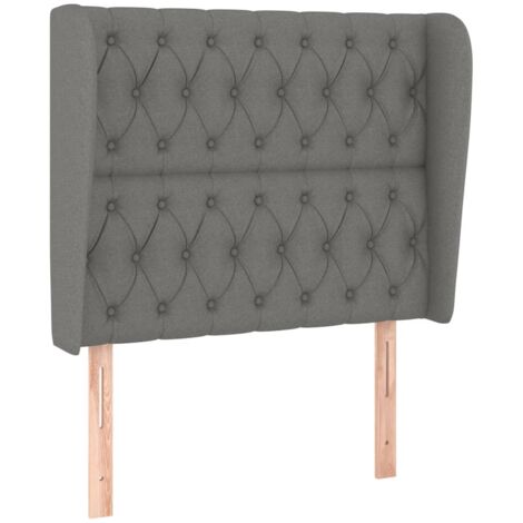Testiera letto accessorio cameretta mobile imbottito con bordo laterale 103 x 23 x 118/128 cm tessuto grigio scuro TDL0205047