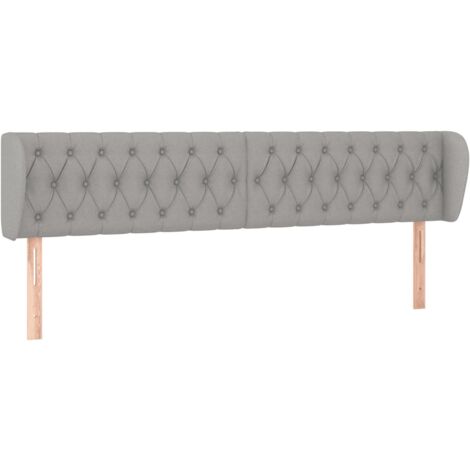 Testiera letto accessorio cameretta mobile imbottito con bordo laterale 203 x 23 x 78/88 cm tessuto grigio chiaro TDL0205159