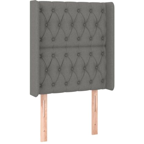 Testiera letto accessorio cameretta mobile imbottito con bordo laterale 83 x 16 x 118/128 cm tessuto grigio scuro TDL0204910