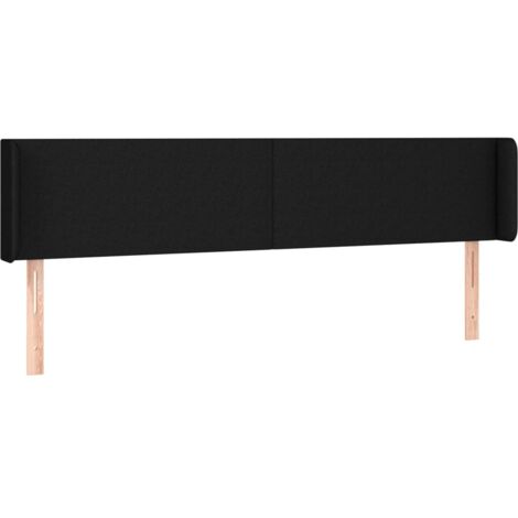 Testiera letto accessorio mobile camera da letto con bordo laterale 163 x 16 x 78/88 cm tessuto nero TDL0204535