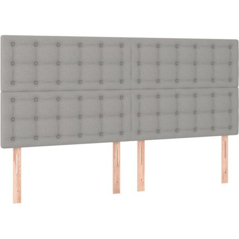 Testiera letto accessorio mobile camera da letto in 4 parti 100 x 5 x 78/88 cm tessuto grigio chiaro TDL0206044