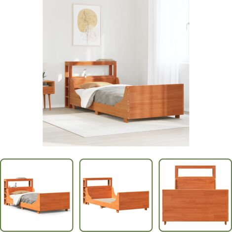 Testiera letto autoportante -  Letto senza Materasso Marrone Cera 75x190 cm in Legno di Pino
