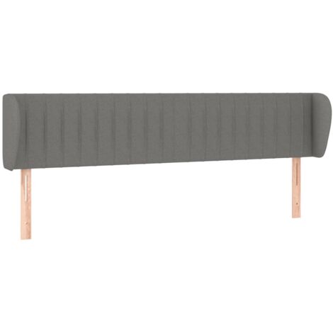 Testiera letto complemento arredo camera da letto con bordo laterale 183 x 23 x 78/88 cm tessuto grigio scuro TDL0204958