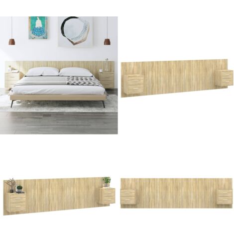Testiera Letto con Armadietti Legno Multistrato Rovere Sonoma - Armadietti - Comodino