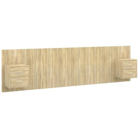 Testiera Letto con Armadietti Legno Multistrato Rovere Sonoma vidaXL